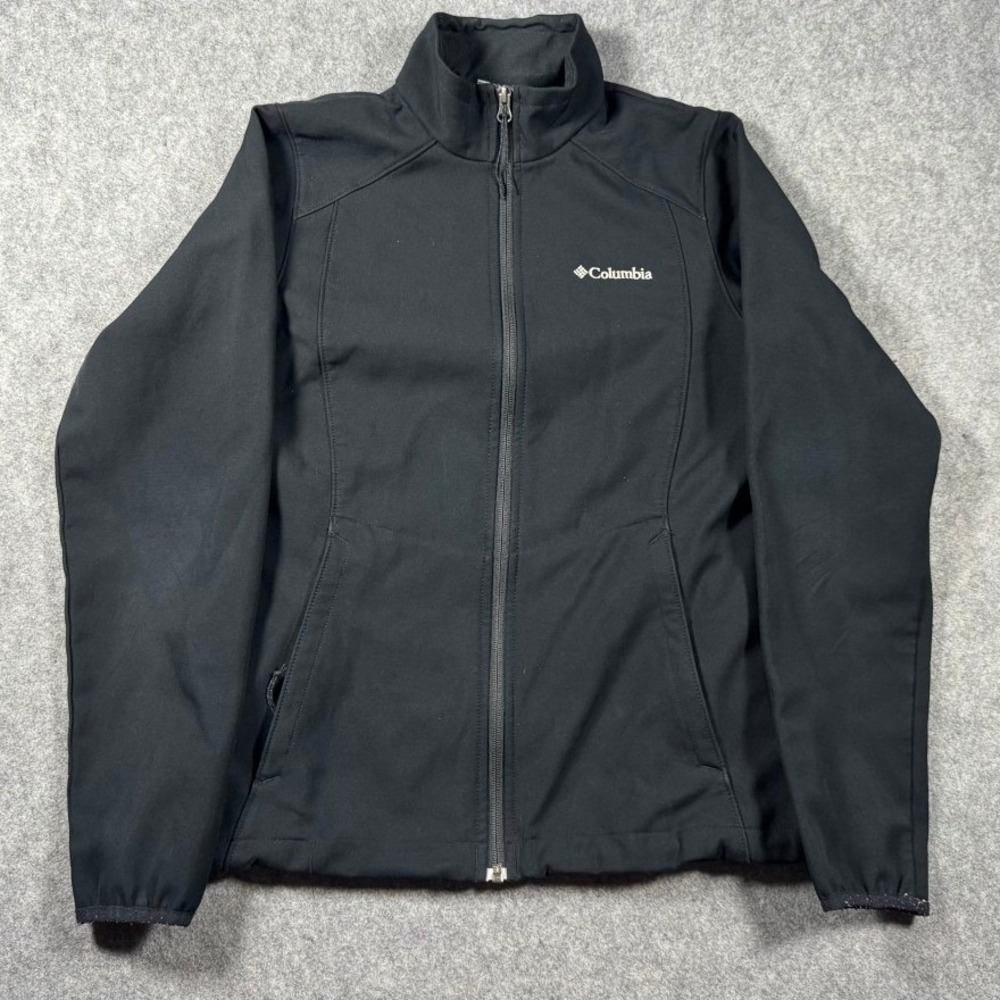 Columbia Mens XS Softshell Jacket Black Full Zip Fleece Lined Outdoor Hiking